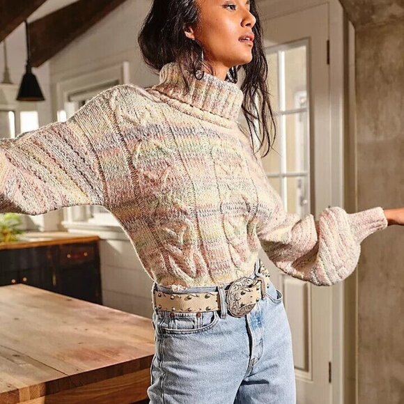 Free People Sweaters - Free People Women's Popsicle Pullover Turtleneck Sweater Pastel Size Medium